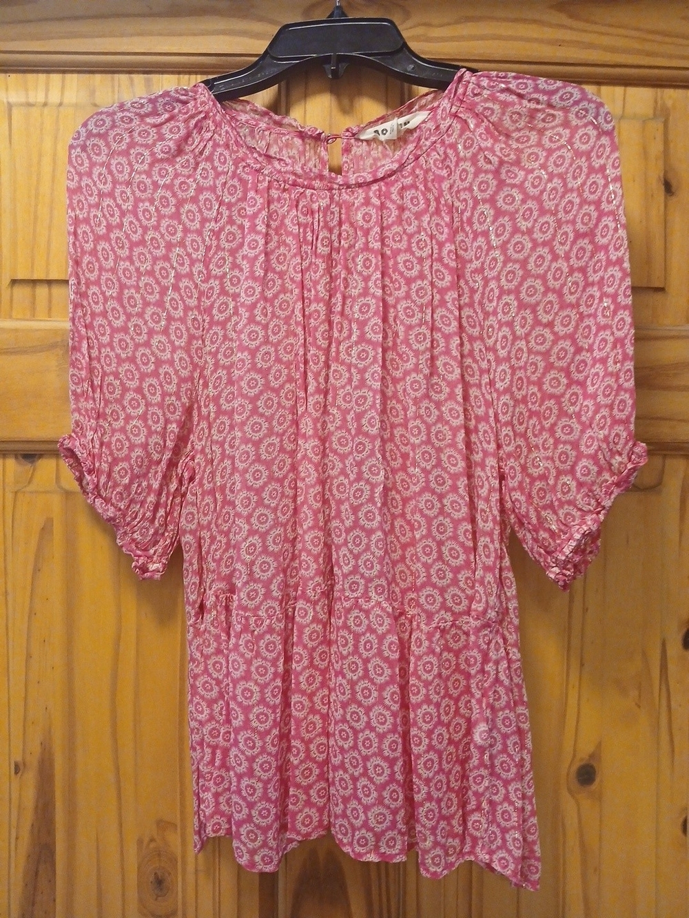 Boden Pink Floral Peasant Top